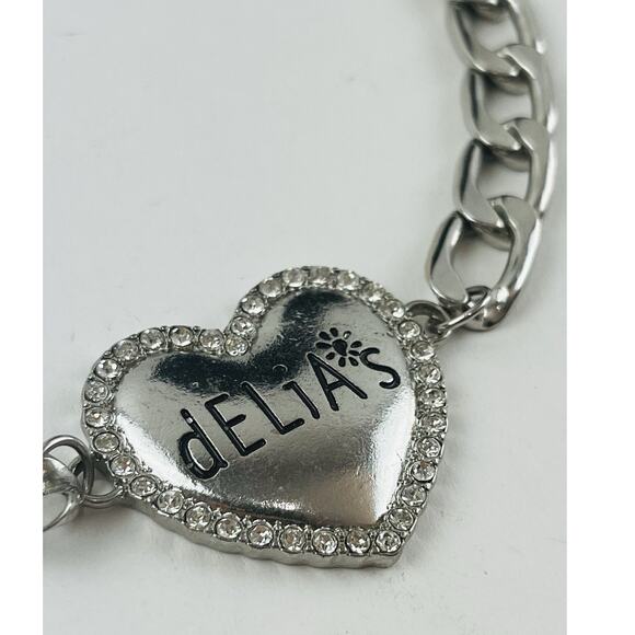 Dolls Kill Delia's Necklace Silver Tone Heavy Cuban Link 90's Y2K Retro Choker R - Picture 2 of 12